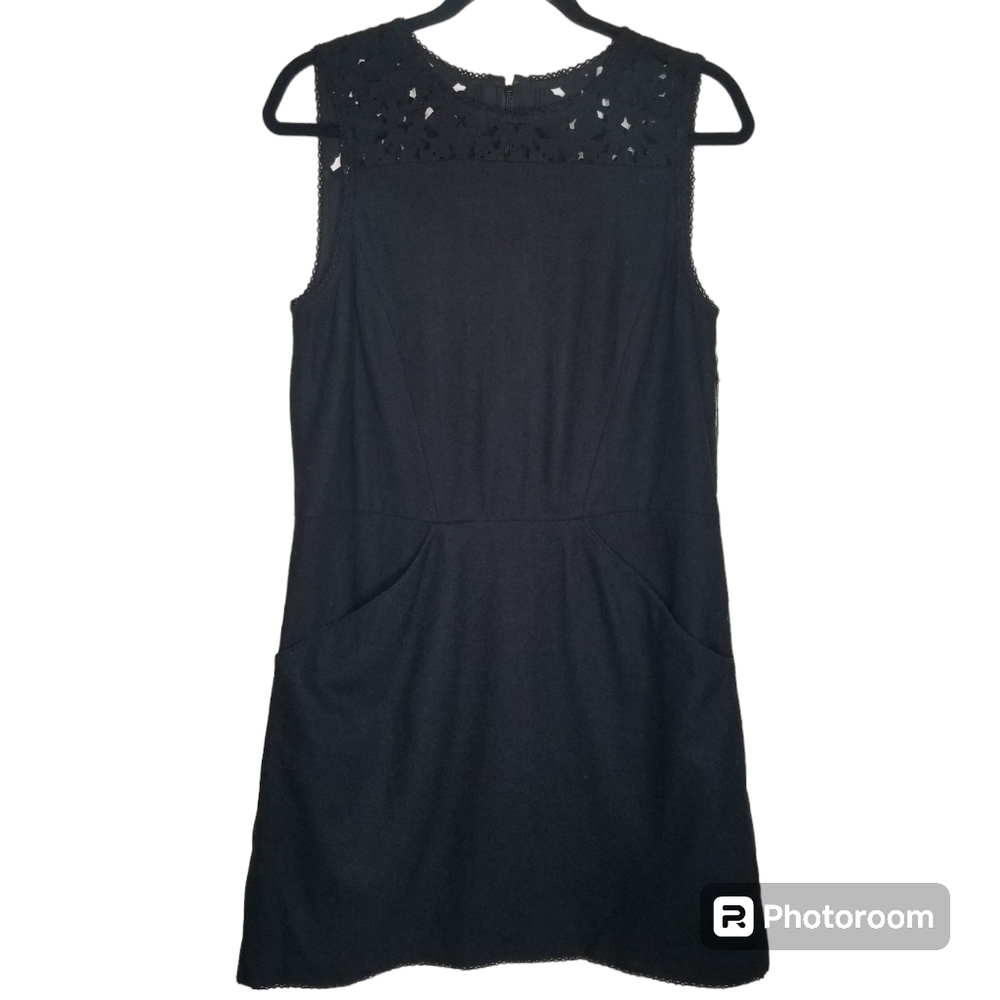 SUSANA MONACO NWT Black Wool Blend Laser Cut Sleeveless Shift Dress